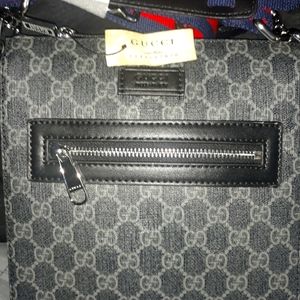 Gucci black GG mens messager bag